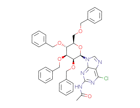 2-(acetylamino)-6-chloro-9-(2,3,4,6-tetra-O-benzyl-β-D-mannopyranosyl)purine