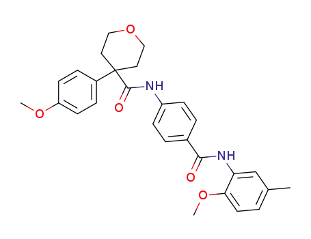 Molecular Structure of 664993-51-5 (N-{4-[(2-methoxy-5-methylanilino)carbonyl]phenyl}-4-(4-methoxyphenyl)tetrahydro-2H-pyran-4-carboxamide)