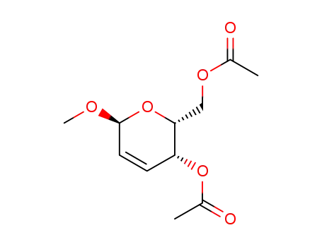 Molecular Structure of 6605-29-4 (Methyl 4,6-Di-O-acetyl-2,3-dideoxy-a-D-threo-hex-2-enopyranoside)