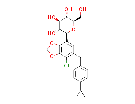 Molecular Structure of 1415470-15-3 ((2S,3R,4R,5S,6R)-2-(7-chloro-6-(4-cyclopropylbenzyl)benzo[d][1,3]dioxol-4-yl)-6-(hydroxymethyl)tetrahydro-2H-pyran-3,4,5-triol)