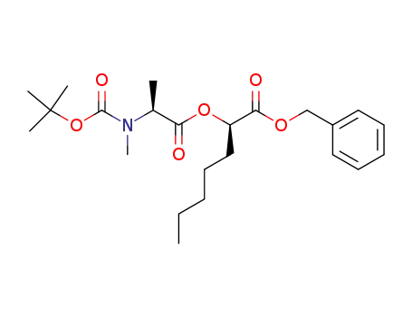 Heptanoic acid,
2-[(2S)-2-[[(1,1-dimethylethoxy)carbonyl]methylamino]-1-oxopropoxy]-,
phenylmethyl ester, (2R)-