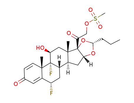 Molecular Structure of 193408-59-2 (16α,17α-[(R)-butylidenedioxy]-6α,9α-difluoro-11β-hydroxy-21-methylsulfonyloxypregna-1,4-diene-3,20-dione)