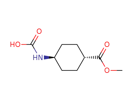 Molecular Structure of 128699-69-4 (Cyclohexanecarboxylic acid, 4-(carboxyamino)-, 1-methyl ester, trans- (9CI))
