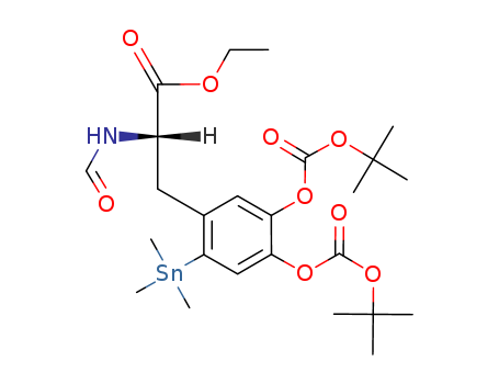 L-Tyrosine,O-[(1,1-dimethylethoxy)carbonyl]-5-[[(1,1-dimethylethoxy)carbonyl]oxy]-N-formyl-2-(trimethylstannyl)-,ethyl ester