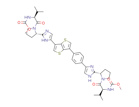 [(S)-1-((S)-2-{4-[4-(6-{2-[(S)-1-((S)-2-methoxycarbonylamino-3-methylbutyryl)pyrrolidin-2-yl]-3H-imidazol-4-yl}thieno[3,2-b]thiophen-3-yl)phenyl]-1H-imidazol-2-yl}pyrrolidine-1-carbonyl)-2-methylpropyl]carbamicacid methyl ester