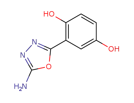 Molecular Structure of 19949-23-6 (2-(5-amino-1,3,4-oxadiazol-2-yl)benzene-1,4-diol)