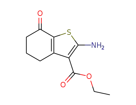 Molecular Structure of 96334-44-0 (ETHYL 2-AMINO-7-OXO-4,5,6,7-TETRAHYDRO-1-BENZOTHIOPHENE-3-CARBOXYLATE)