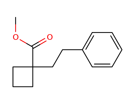 Molecular Structure of 62410-56-4 (Cyclobutanecarboxylic acid, 1-(2-phenylethyl)-, methyl ester)