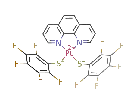 Molecular Structure of 620966-85-0 (1,10-phenanthrolinebis(pentafluorophenylthiolato)platinum(II))