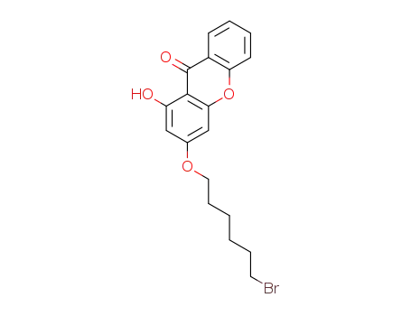 Molecular Structure of 1595287-76-5 (1-hydroxy-3-(6-bromo-hexyloxy)-9H-xanthene-9-one)