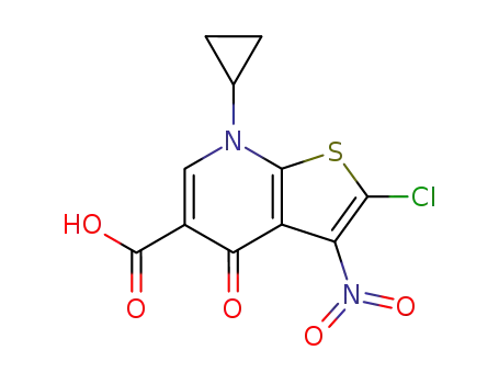 Molecular Structure of 276693-71-1 (2-chloro-7-cyclopropyl-4,7-dihydro-3-nitro-4-oxothieno<2,3-b>pyridine-5-carboxylic acid)