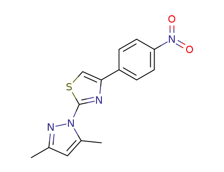 Molecular Structure of 106691-15-0 (2-(3,5-dimethyl-1H-pyrazol-1-yl)-4-{4-nitrophenyl}-1,3-thiazole)
