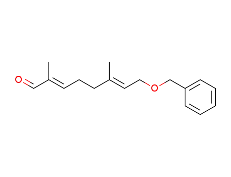 Molecular Structure of 81757-27-9 (2,6-Octadienal, 2,6-dimethyl-8-(phenylmethoxy)-, (E,E)-)