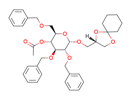 Molecular Structure of 84218-75-7 (3-O-(4-O-acetyl-2,3,6-tri-O-benzyl-α-D-glucopyranosyl)-1,2-O-cyclohexylidene-sn-glycerol)