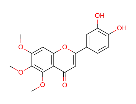 Molecular Structure of 51145-79-0 (4H-1-Benzopyran-4-one, 2-(3,4-dihydroxyphenyl)-5,6,7-trimethoxy-)