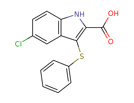 Molecular Structure of 118427-38-6 (1H-Indole-2-carboxylic acid, 5-chloro-3-(phenylthio)-)
