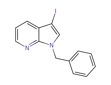 Molecular Structure of 1093759-51-3 (1-Benzyl-3-iodo-7-azaindole, 97%)