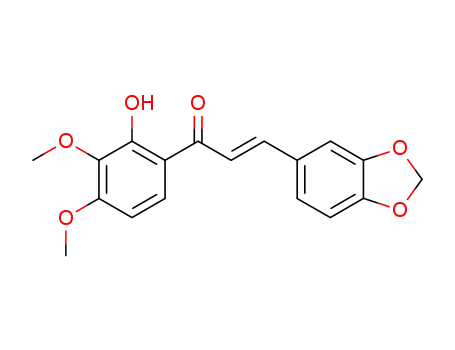 Molecular Structure of 919094-32-9 (2-Propen-1-one,
3-(1,3-benzodioxol-5-yl)-1-(2-hydroxy-3,4-dimethoxyphenyl)-, (2E)-)