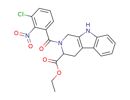 Molecular Structure of 130472-82-1 (2-(3-Chloro-2-nitro-benzoyl)-2,3,4,9-tetrahydro-1H-β-carboline-3-carboxylic acid ethyl ester)
