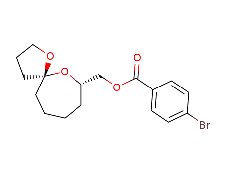 Molecular Structure of 135158-84-8 (4-Bromo-benzoic acid (5R,7S)-1-(1,6-dioxa-spiro[4.6]undec-7-yl)methyl ester)