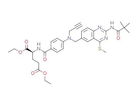 Molecular Structure of 131066-81-4 (diethyl N-<4-<N-<<2-(pivaloylamino)-4-(methylthio)-6-quinazolinyl>methyl>prop-2-ynylamino>benzoyl>-L-glutamate)