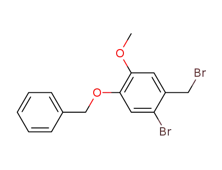 Molecular Structure of 222622-96-0 (Benzene, 1-bromo-2-(bromomethyl)-4-methoxy-5-(phenylmethoxy)-)