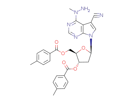5-cyano-7-(2-deoxy-3,5-di-O-p-toluoyl-β-D-ribofuranosyl)-4-(1-methylhydrazino)pyrrolo[2,3-d]pyrimidine