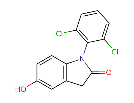 Molecular Structure of 30267-40-4 (1-(2,6-Dichlorophenyl)-1,3-Dihydro-5-Hydroxy-2H-Indol-2-One)