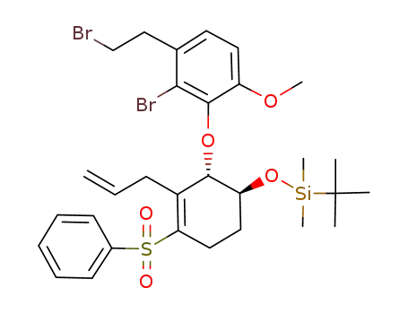 trans-3-<2'-bromo-3'-(2''-bromoethyl)-6'-methoxyphenoxy>-4-<(tert-butyldimethylsilyl)oxy>-1-(phenylsulfonyl)-2-(2'''-propenyl)cyclohexene