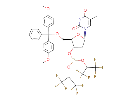 Thymidine, 5'-O-[bis(4-methoxyphenyl)phenylmethyl]-,
3'-[bis[2,2,2-trifluoro-1-(trifluoromethyl)ethyl] phosphite]