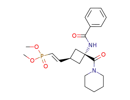 Molecular Structure of 161277-14-1 (trans-1-(benzoylamino)-3-<2-(dimethoxyphosphoryl)-ethenyl>cyclobutane-1-N,N-pentamethylenecarboxamide)