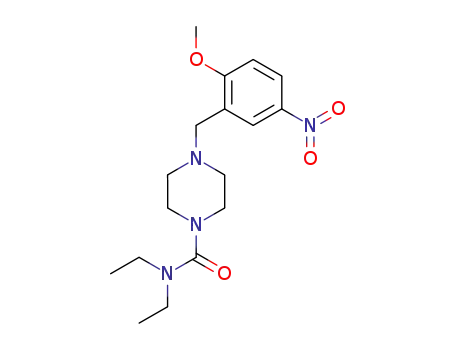 Molecular Structure of 79352-76-4 (2-<<4-(diethylcarbamoyl)-1-piperazinyl>methyl>-4-nitroanisole)