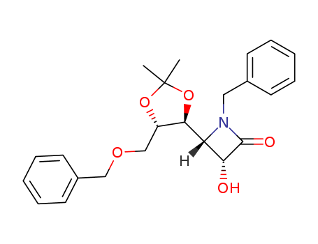 Molecular Structure of 190007-78-4 (2-Azetidinone,
4-[(4S,5S)-2,2-dimethyl-5-[(phenylmethoxy)methyl]-1,3-dioxolan-4-yl]-3-
hydroxy-1-(phenylmethyl)-, (3R,4R)-)