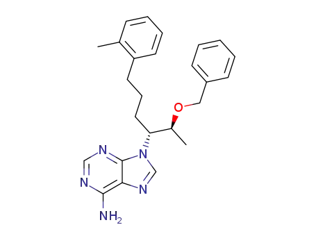 Molecular Structure of 201211-24-7 ((2S,3R)-3-(6-aminopurin-9-yl)-2-(benzyloxy)-6-(2-methylphenyl)hexane)
