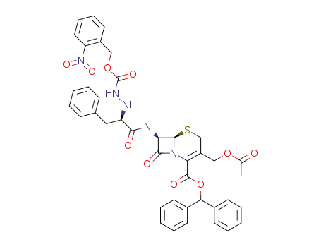 (6R,7R)-3-Acetoxymethyl-7-{(R)-2-[N'-(2-nitro-benzyloxycarbonyl)-hydrazino]-3-phenyl-propionylamino}-8-oxo-5-thia-1-aza-bicyclo[4.2.0]oct-2-ene-2-carboxylic acid benzhydryl ester