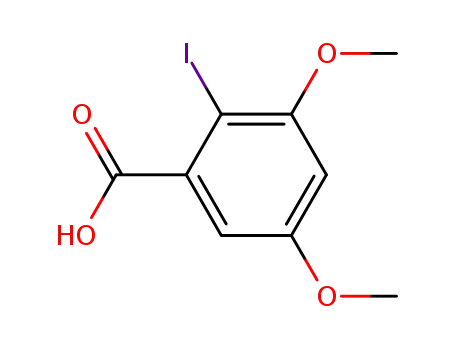 Molecular Structure of 124481-00-1 (Benzoic acid, 2-iodo-3,5-dimethoxy-)