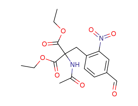 Molecular Structure of 168965-43-3 (ethyl 2-(acetylamino)-2-(ethoxycarbonyl)-3-(4-formyl-2-nitrophenyl)propanoate)