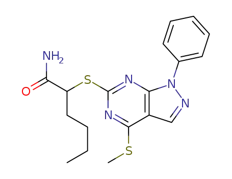 2-(4-Methylsulfanyl-1-phenyl-1H-pyrazolo[3,4-d]pyrimidin-6-ylsulfanyl)-hexanoic acid amide