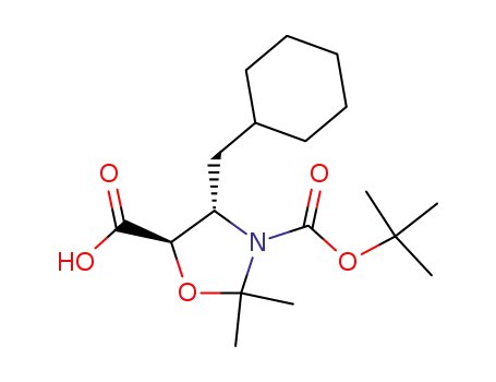 Molecular Structure of 121533-54-8 ((4S,5R)-3-tert-Butoxycarbonyl-4-cyclohexyl-methyl-2,2-dimethyloxazolidine-5-carboxylic acid)