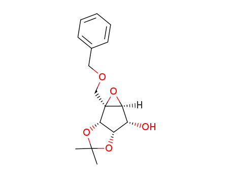 Molecular Structure of 160343-91-9 (<1R-(1α,2α,3α,4α,5α)>-1-<(Benzyloxy)methyl>-2,3-(isopropylidenedioxy)-6-oxabicyclo<3.1.0>hexan-4-ol)