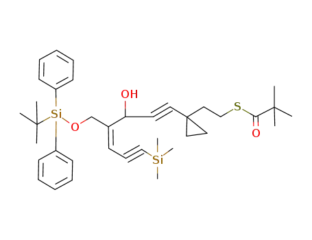 2,2-Dimethyl-thiopropionic acid S-(2-{1-[(Z)-4-(tert-butyl-diphenyl-silanyloxymethyl)-3-hydroxy-7-trimethylsilanyl-hept-4-ene-1,6-diynyl]-cyclopropyl}-ethyl) ester