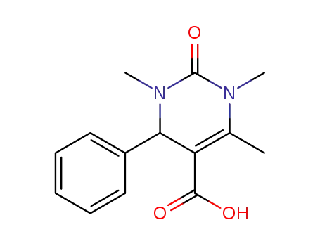 Molecular Structure of 143335-38-0 (5-Pyrimidinecarboxylic acid,
1,2,3,4-tetrahydro-1,3,6-trimethyl-2-oxo-4-phenyl-)