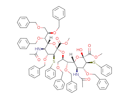 methyl O-<methyl (5-acetamido-4,7,8,9-tetra-O-benzyl-3,5-dideoxy-3-(phenylthio)-D-erythro-α-L-gluco-2-nonulopyranosid)onate>-(2->8)-5-acetamido-4,7,9-tri-O-benzyl-3,5-dideoxy-3-(phenylthio)-D-erythro-β-L-gluco-2-nonulopyranosonate