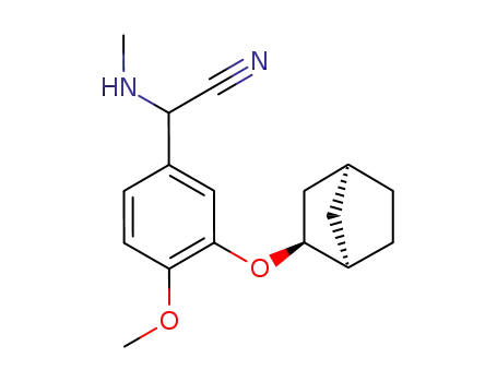Molecular Structure of 115897-62-6 (Benzeneacetonitrile,
3-(bicyclo[2.2.1]hept-2-yloxy)-4-methoxy-a-(methylamino)-)