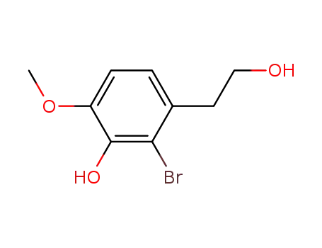 Molecular Structure of 115961-48-3 (2-BROMO-3-(2-HYDROXYETHYL)-6-METHOXYPHENOL)