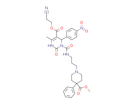 5-(cyanoethoxycarbonyl)-1-{N-[3-(4-methoxycarbonyl-4-phenylpiperidin-1-yl)propyl]carboxamido}-4-methyl-6-(4-nitrophenyl)-2-oxo-1,2,3,6-tetrahydropyrimidine