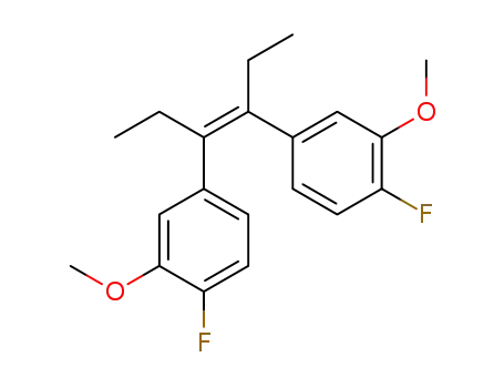 Molecular Structure of 89106-14-9 (Benzene, 1,1'-(1,2-diethyl-1,2-ethenediyl)bis[4-fluoro-3-methoxy-, (Z)-)
