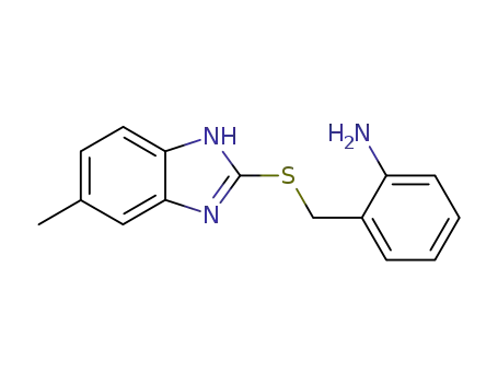 Molecular Structure of 106746-76-3 (Benzenamine, 2-[[(5-methyl-1H-benzimidazol-2-yl)thio]methyl]-)