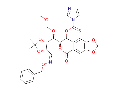 Imidazole-1-carbothioic acid O-((R)-7-{(R)-[(4S,5S)-5-(benzyloxyimino-methyl)-2,2-dimethyl-[1,3]dioxolan-4-yl]-methoxymethoxy-methyl}-5-oxo-7,8-dihydro-5H-[1,3]dioxolo[4,5-g]isochromen-8-yl) ester