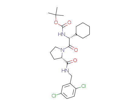 Molecular Structure of 211989-94-5 ({(R)-1-Cyclohexyl-2-[(S)-2-(2,5-dichloro-benzylcarbamoyl)-pyrrolidin-1-yl]-2-oxo-ethyl}-carbamic acid tert-butyl ester)